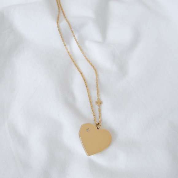 SOLD 💙 TORY BURCH Gold Heart Locket Necklace Jewel Encrusted Pendant NEW! - Picture 3 of 8